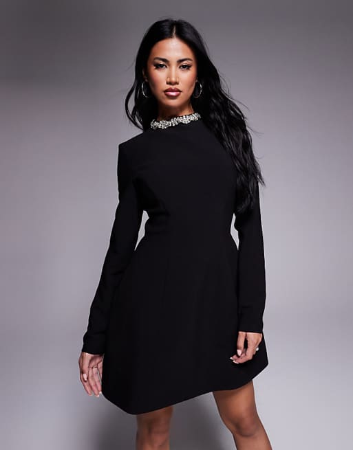 black sleeve mini dress Faux Leather Half Puff Created to enhance your every curve Bubble Black Lace Long Sleeve