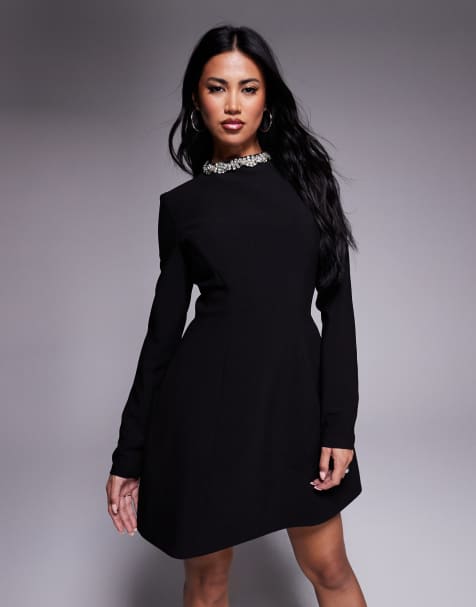 Bardot Delphi long sleeve mini dress in black