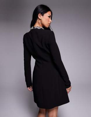 Bardot Delphi Long Sleeve Mini Dress In Black