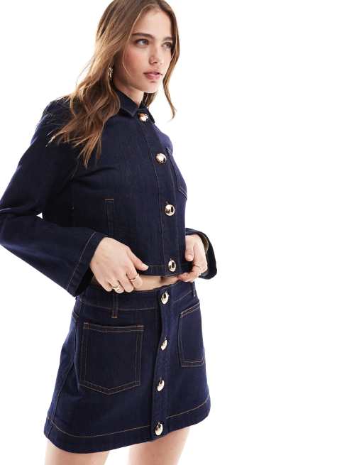 Bardot denim shirt in dark indigo (part of a set)u
