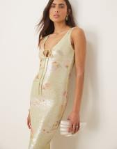 ARRANGE embellished ombre cut about maxi slip dress in yellow