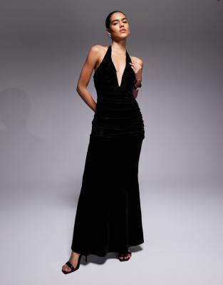 Bardot Elvira Halter Maxi Dress In Black