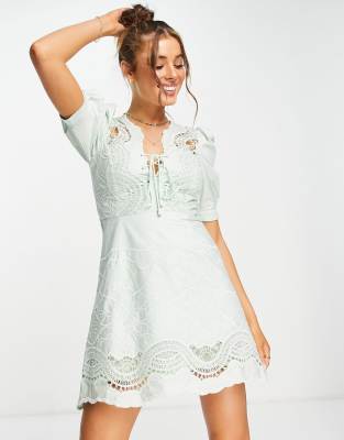 white bardot embroidered dress