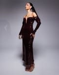 [Bardot] Bardot Emmeline sequin midi dress in wine-Red 14 Wine