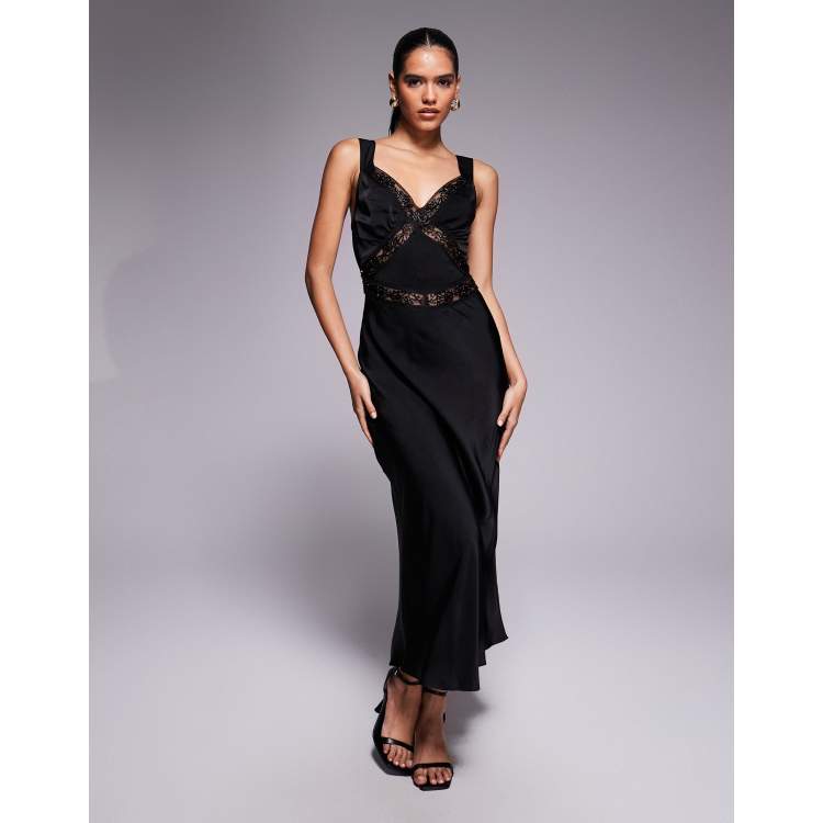 matte satin black dress MATEA SATIN DRESS BLACK