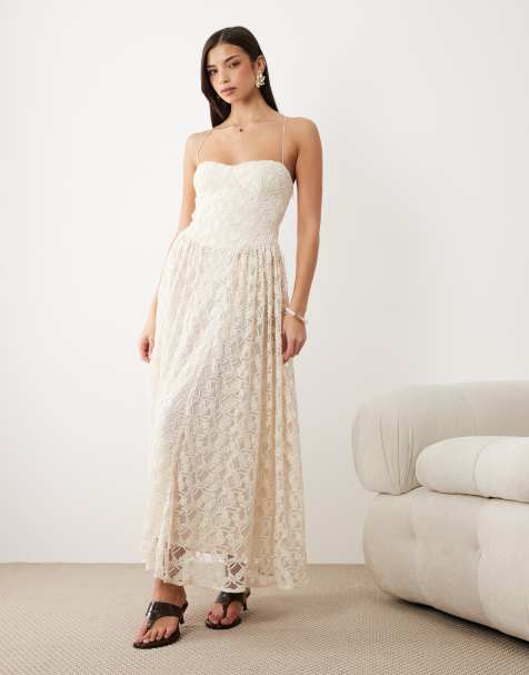 Bardot Estie broderie maxi dress in light beige - view 1