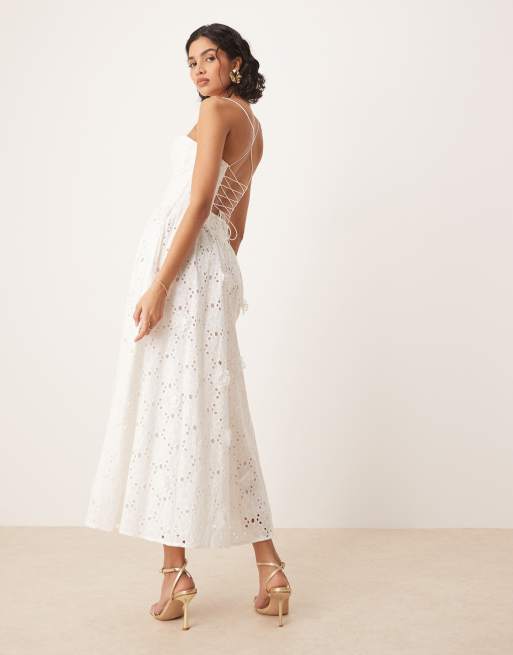 Broderie Jurk Wit Maxi Bardot Estie Maxi Jurk Met Broderie In