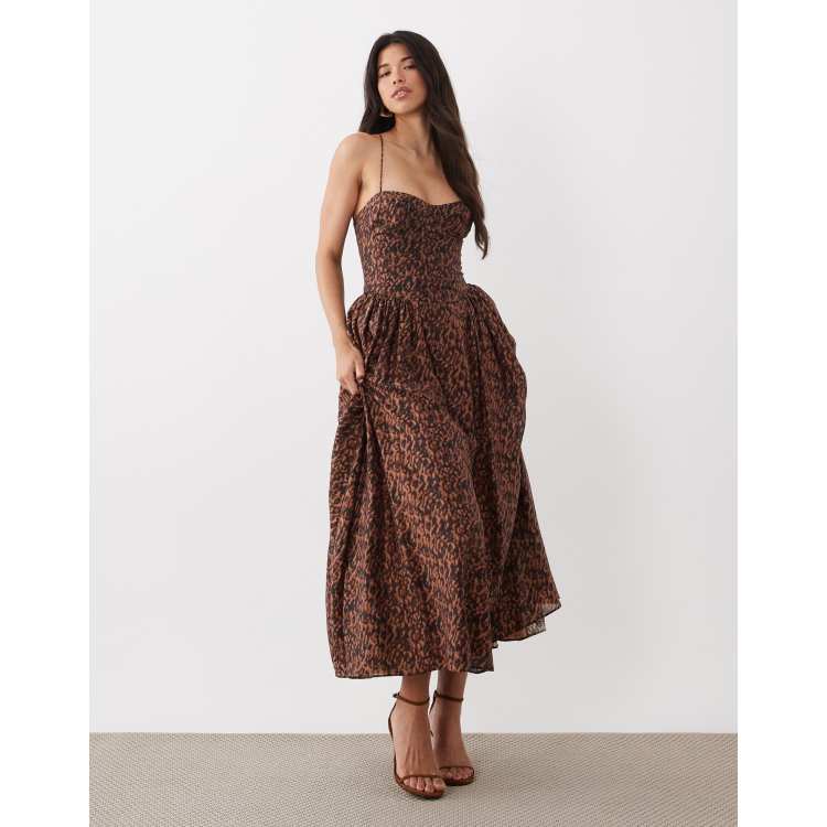 delicate forest unique print sweetheart neck beaded straps maxi dress Amarra 89054 main image 1