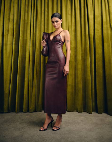 Bardot Estine midi dress in burgundy