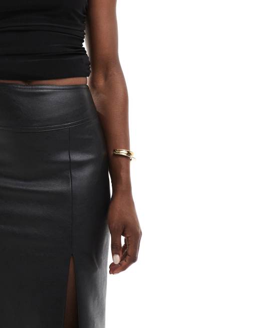 Black leather skirt bardot best sale