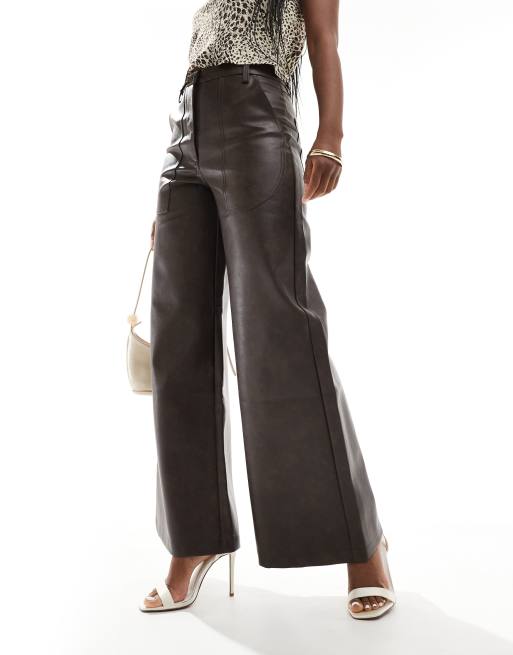High Waisted Faux Leather Missguided Wide Leg Trousers Forever New