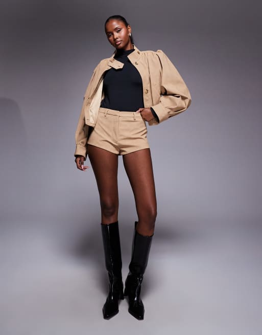 Bardot faux-suede shorts in soft beige (Part of a set), 2 of 5
