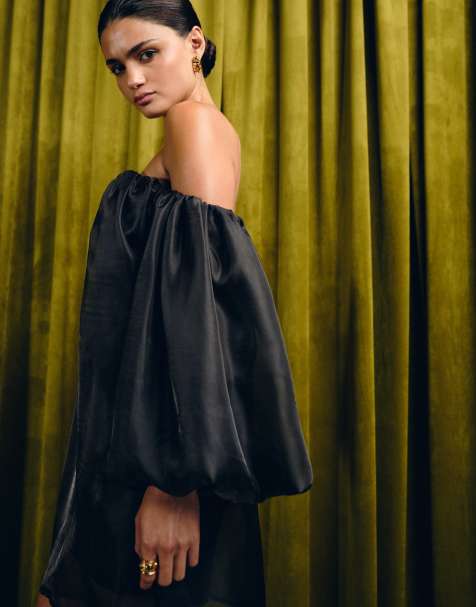 Bardot Freda volume mini dress in black