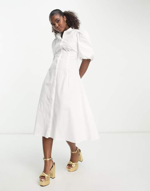 White bardot cheap shirt dress