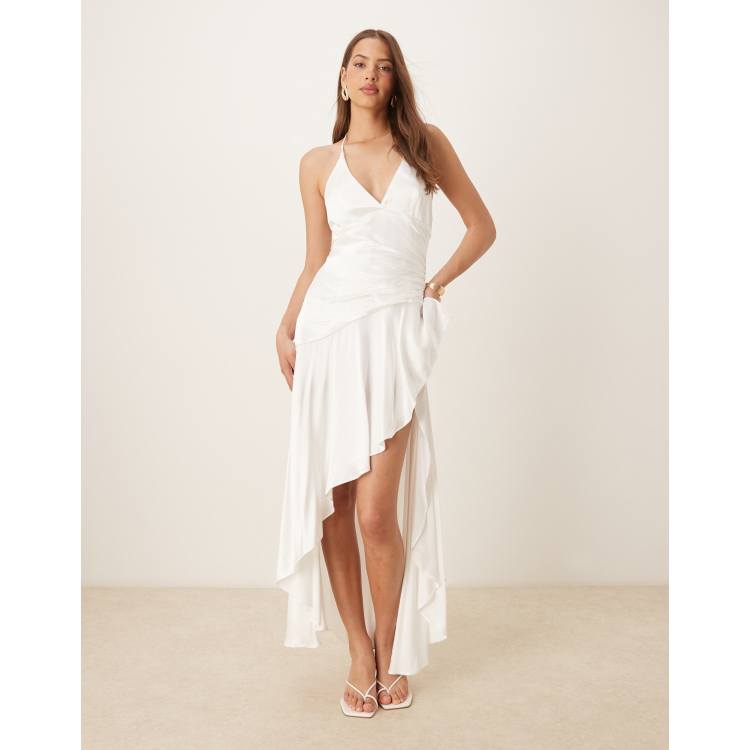 asymmetric cut-out halterneck midaxi dress asymmetrical cut out dress Manami Asymmetric Cut-Out Halterneck Midaxi Dress  in Black