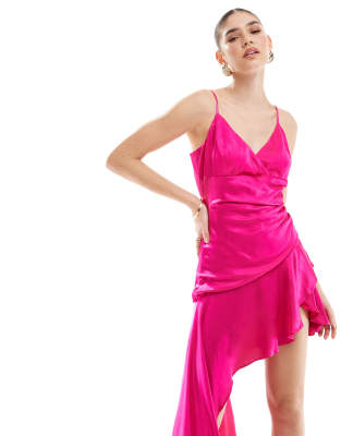 Bardot High Low Mini Dress In Hot Pink