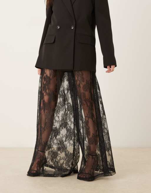 Bardot – Hildie – Extrem weite Palazzo-Hose aus Spitze in Schwarz, Kombiteil, 2 von 5