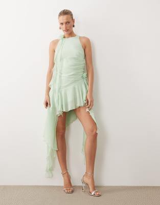 Bardot Ivana High Low Mini Dress In Green