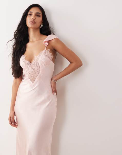 Bardot - Ivy - Robe longue à détail en dentelle - Rose pétale - view 1