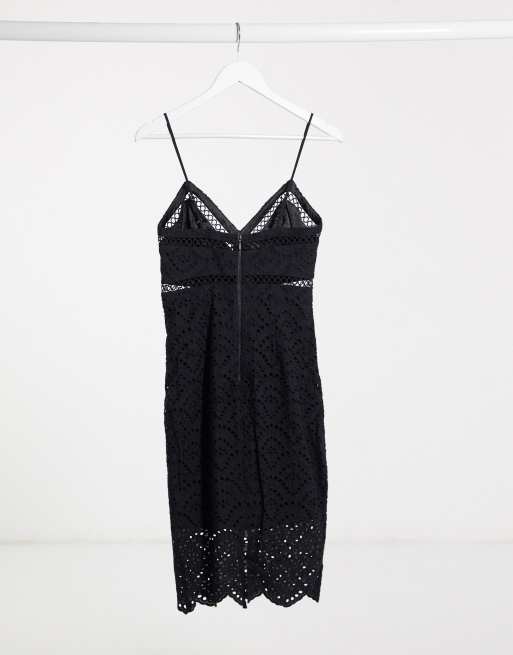 Black Lace Cami Cut Out Midi Dress, Bardot