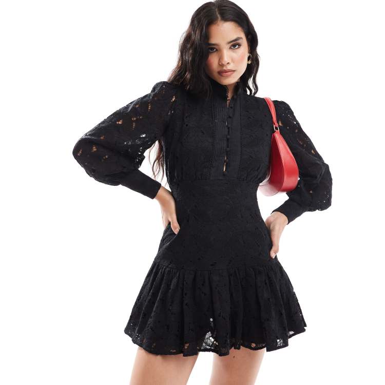 Bardot lace mini dress in black | ASOS
