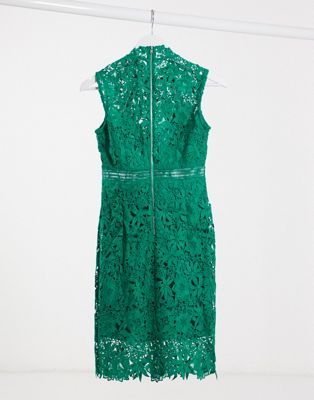 green lace bardot dress