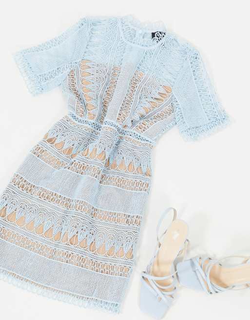 Light blue 2025 lace short dress