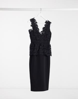 bardot lace peplum dress