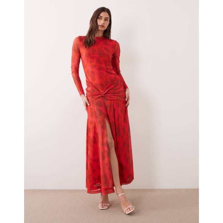 bardot lea drop waist mesh maxi dress Alex Evenings womens Plus-size Midi Cap Sleeve With Sequin Special Occ –  supplyity main image 1