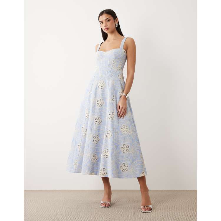 knee length dresses for ladies Lilah Corset Midi Dress - Sunny Floral