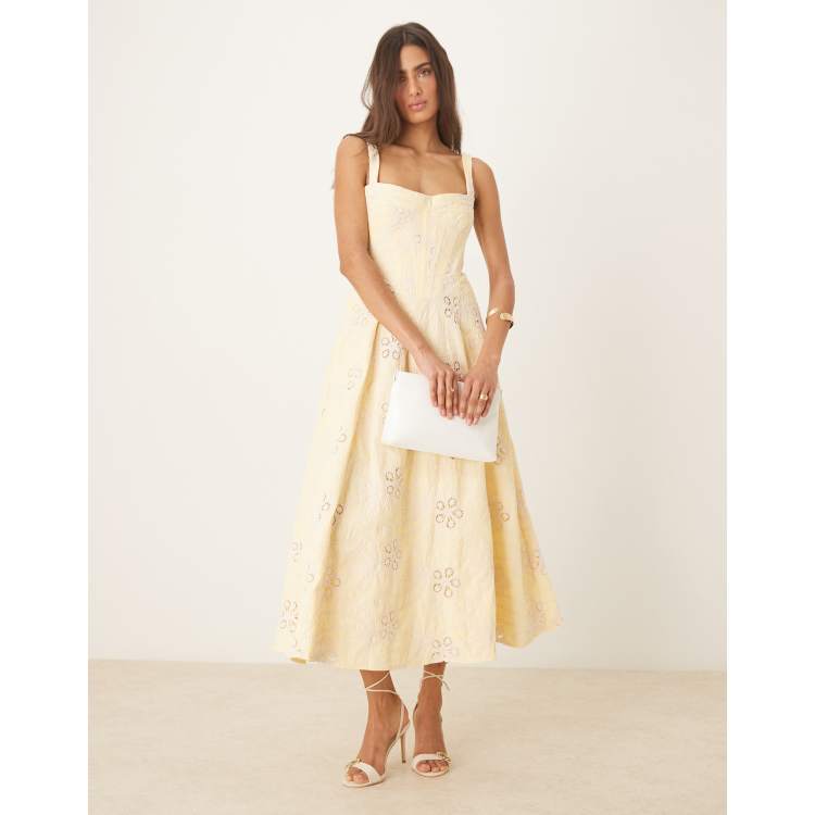 Bardot Lilah corset midi dress in yellow daisy ASOS