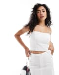 [Bardot] Bardot linen crop top in white (part of a set) 16 White