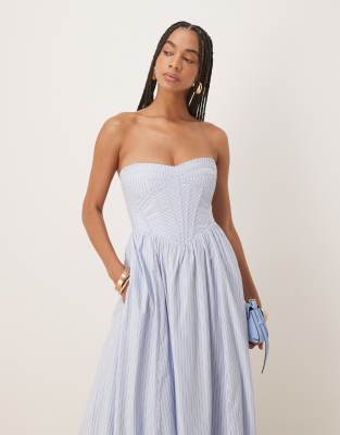 Bardot Lola Corset Midi Dress In Blue