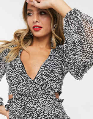 leopard print cut out dress