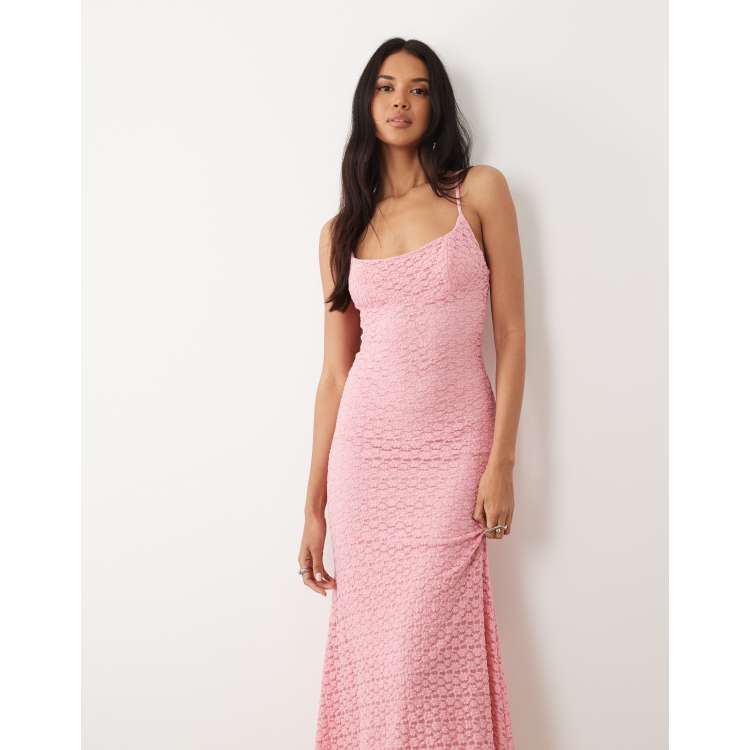 Bardot Louisa exclusive cami floral mesh midi dress in light pink | ASOS