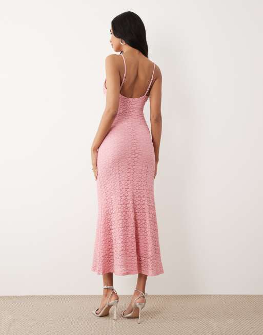 Bardot - Louisa - Lyserød cami-midikjole med blomstermønster i mesh - Kun hos ASOS, 4 af 4