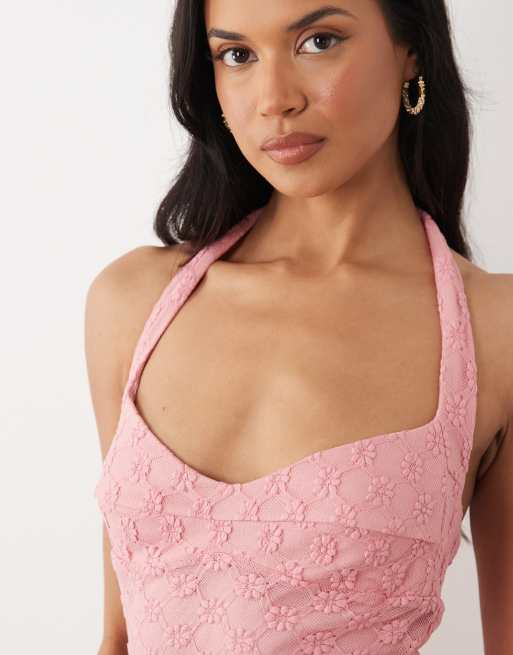 Bardot - Mariko - Exclusivité - Robe longue dos nu en dentelle à fleurs brodées - Vieux rose, 3 de 4