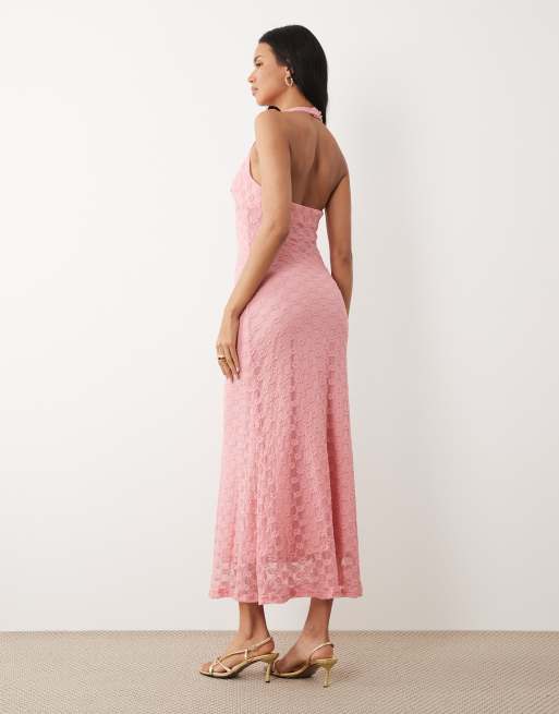 Bardot - Mariko - Exclusivité - Robe longue dos nu en dentelle à fleurs brodées - Vieux rose, 4 de 4