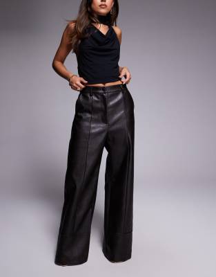 Bardot - Marlowe - Pantalon imitation cuir - Chocolat foncé-Marron