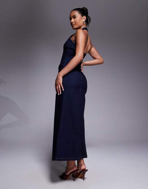 Bardot Martel denim midi dress in dark denim, 2 of 4