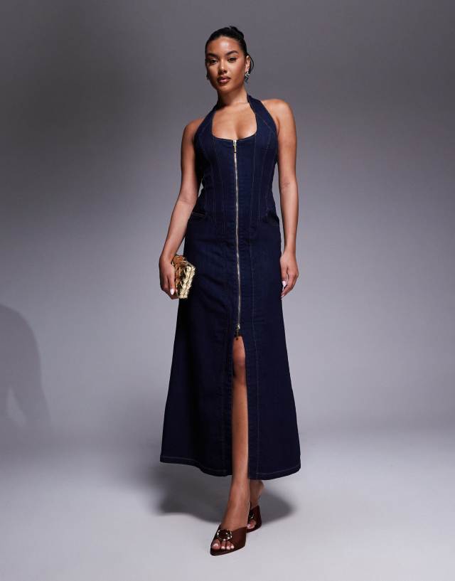 Bardot Martel midi dress in dark denim