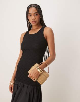 Bardot Melody Lace Poplin Trumpet Dress In Black