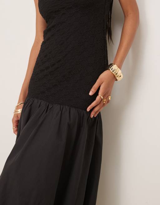 Bardot Melody lace poplin maxi dress in black, 4 of 4