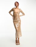 [Bardot] Bardot midaxi dress in cream glazed sequin-White 8 Cream sequin