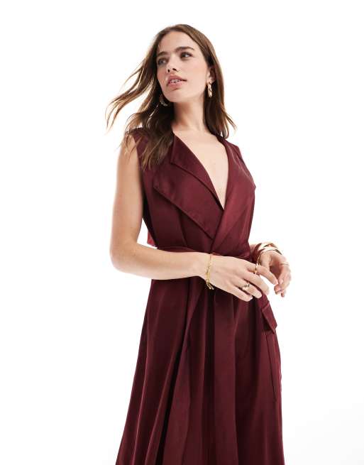 Bardot midi dress in burgundy | ASOS