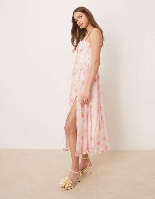 Bardot - Midi jurk in roze bloemenprint , 2 van 4