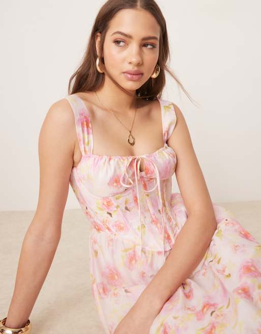 Bardot - Midi jurk in roze bloemenprint , 3 van 4