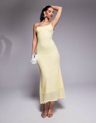 Bardot - Midikleid aus Netzstoff in Zitronengelb