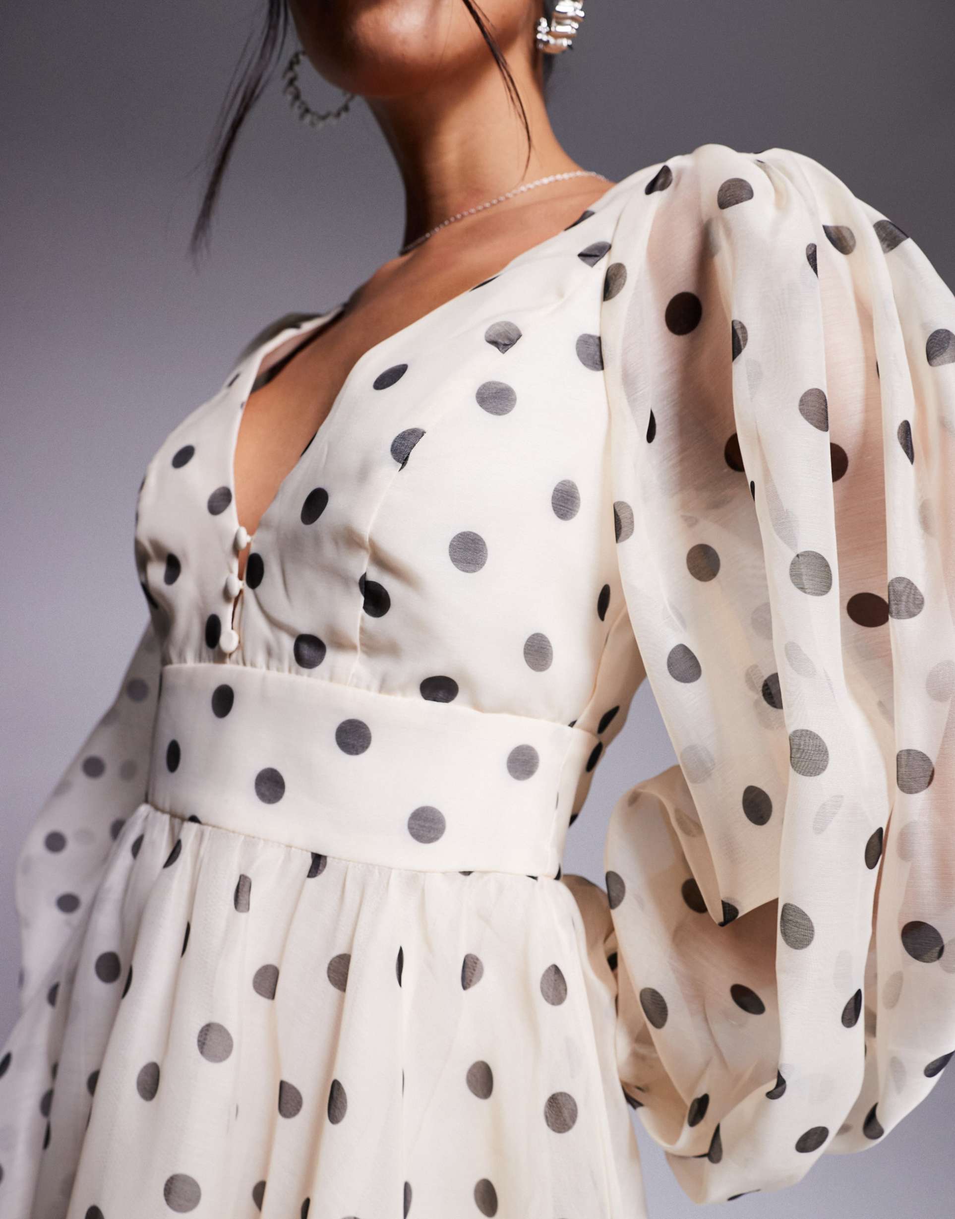 bardot mini skater dress in white polka dot