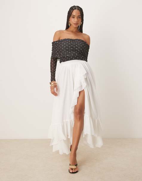 Bardot Mirella wrap maxi skirt in ivory